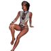 Floral Print Front Zip One-Piece Swimsuit For Women, Vintage Boho Swimwear With Removable Padding Versatile Back Design_ecoleips.com
