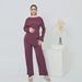 Women's Clothing Modest Set Premium Polyester Lounge Set – V-Neck Top & Flowy Pants In Black, Espresso, Lavender, Olive & Wine (Office-to-Errand)_ecoleips.com