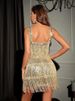 K Solid Color Tassel Sequin Camisole Cocktail Dress Party Dress Short Skirt Tassel Dress_ecoleips.com