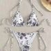 Women's Clothing Sexy Ink Painting Printed Halter Neck Tethered Multicolor Bikini_ecoleips.com