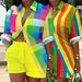 Women's Clothing Sexy Printing Color Printing Long Sleeve Shirt Shorts Two-Piece Suit_ecoleips.com