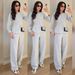 Women's Casual Long Sleeve round Neck T-Shirt Set High-Waisted Wide Leg Pants Comfortable Lounge Streetwear Outfit_ecoleips.com