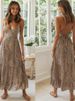 New Women's V-neck Backless Strappy Long Dress Fashion Elegant Print Casual Boho Dress 2025 For Women Robe Femme Summer_ecoleips.com