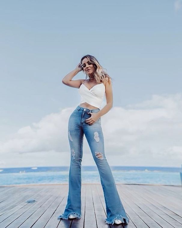 Women's Clothing Denim High Waist Ripped Women's Pants Slim Fit Flared Women's Pants_ecoleips.com