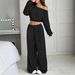 Off-Shoulder Cropped Sweater & Relaxed Pants Set – Casual Knit Two-Piece Outfit For Women (S-XXL)_ecoleips.com