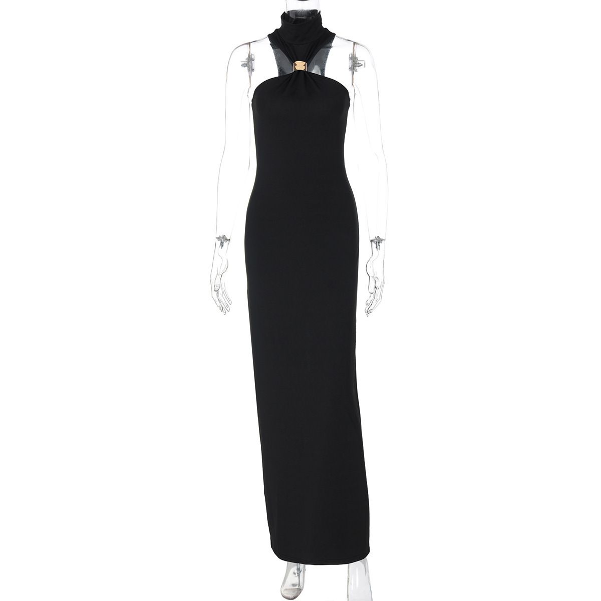 European And American Hot-Selling Women's Fashion 2025 Summer New Fashionable Elegant Slim High Neck Sleeveless Split_ecoleips.com