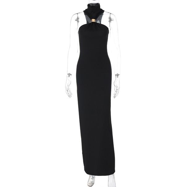 European And American Hot-Selling Women's Fashion 2025 Summer New Fashionable Elegant Slim High Neck Sleeveless Split_ecoleips.com