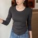 Selected Pure Cotton Round Neck Long Sleeved T-Shirt For Women In The Autumn Of 2025, With An Inner Curved Top And A_ecoleips.com