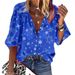 Women's Clothing Spring And Summer Star Printed Button Lapel Shirt _ecoleips.com