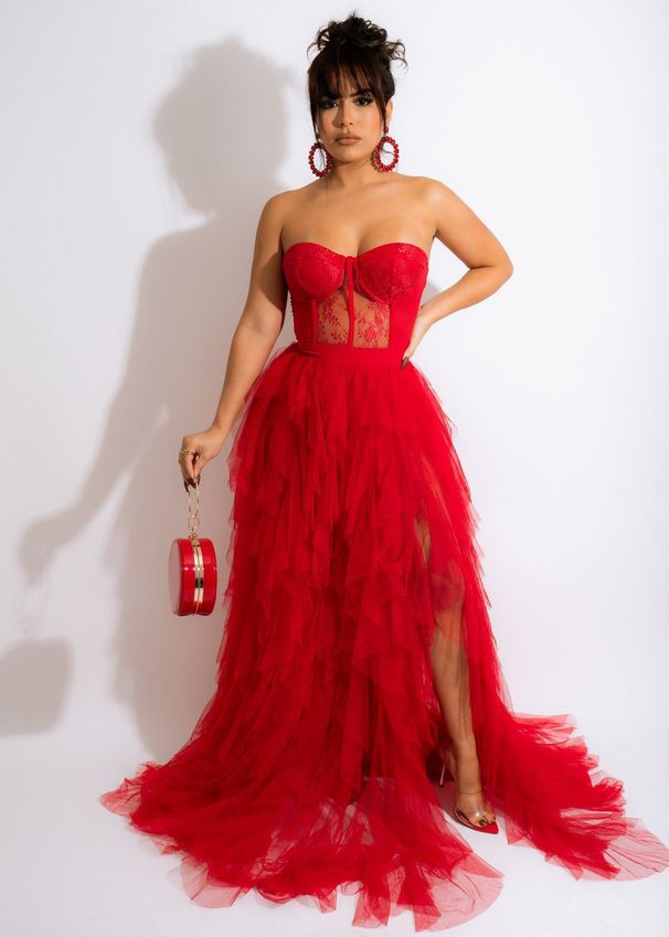 Women's Clothing Autumn And Winter New Women's Lace Mesh Tulle Sexy Evening Dress_ecoleips.com