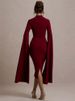 Mozision Cape Long Sleeve Sexy Midi Dress For Women Autumn Winter New Square Collar Back Slit Bodycon Club Party Long Dress_ecoleips.com