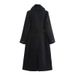 Women's Autumn Trench Coat Wool-Blend Belted Jacket Fashionable Lapel Collar Polyester Outerwear Slim Fit XS S M L Black Khaki Red_ecoleips.com