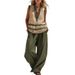 Women's Clothing Women's V Neck Sleeveless Vest And Wide Leg Pants Set Loose Casual Two-Piece Outfit Style For Formal & Casual For Women_ecoleips.com