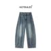 Vintage Blue Denim Jeans For Men - Classic Straight Leg Comfort Fit High Street Fashion Jeans With Button Fly_ecoleips.com