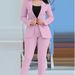 2025 Cross-Border Women's Solid Color Slim-Fit Casual Fashion Waist-Cinching Double-Breasted Two-Piece Suit Set Black_ecoleips.com