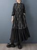 Oversized Vintage Print Drawstring Dresses For Women New Long Sleeve Loose Casual Midi Dress Fashion Clothing Spring Autumn 2025_ecoleips.com