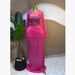 Women's Flocked Floral Mesh Dress With Slip - Elegant Ruffle Sleeve Bodycon Dress For Fall_ecoleips.com