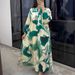 Elegant V-Neck Floral Print Maxi Dress With Long Sleeves – Comfortable Loose Fit For Casual & Office Wear_ecoleips.com