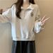 Real Shot Foreign Trade Women's Thin Sweatshirt With Embroidered Half-zip Polo Collar, Made Of Chinese Cotton And Milk_ecoleips.com