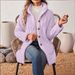 Women's Button-Down Hooded Teddy Coat Casual Long Warm Outerwear Spring/Autumn Polyester_ecoleips.com