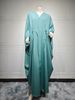 Verve MQ077 Muslim Women's Modest Fashion Turkish Striped Casual Plus Size Abaya Cardigan Robe_ecoleips.com