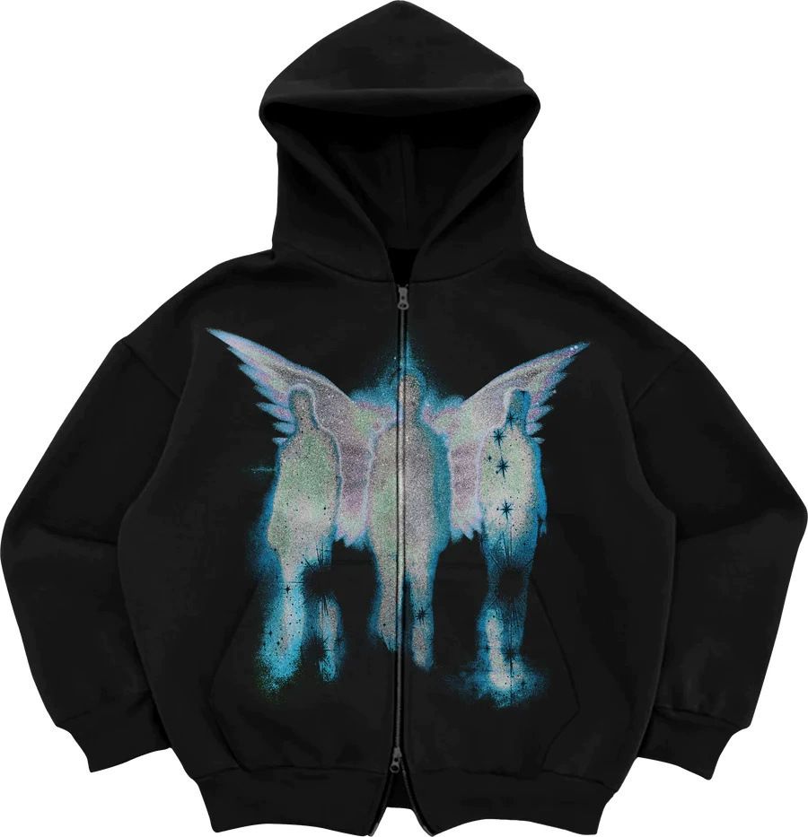 Women's Street Fashion Hooded Sweatshirt Loose Pocket Zipper Cardigan Y2K Jacket Sports Style Autumn 2025_ecoleips.com