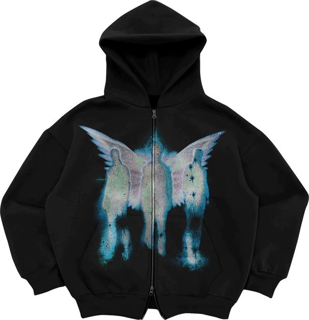 Women's Street Fashion Hooded Sweatshirt Loose Pocket Zipper Cardigan Y2K Jacket Sports Style Autumn 2025_ecoleips.com