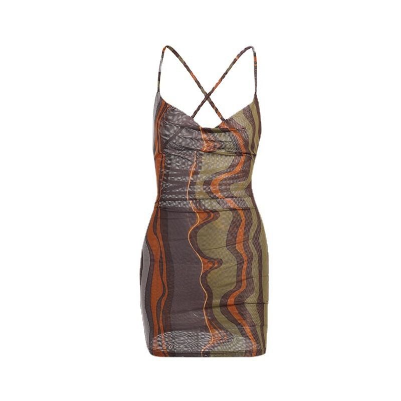 Y2k Women's Spaghetti Strap Bodycon Mini Dress - Sexy High Waist V-Neck Sling Dress For Night Out & Street Style_ecoleips.com