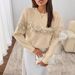 Embroidered Floral Round-Neck Sweater For Women – Plus Size Elegant Pullover With Beaded Detailing & Jacquard Texture (White/Beige/Pink/Black)_ecoleips.com