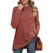 Women's High Neck Split Ribbed T-Shirt Top Solid Color Loose Fit Autumn Winter Fashion American Style_ecoleips.com