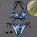 Women’s Clothing New Multi Color Printing Halter Neck Strap Backless Sexy Split Bikini Swimsuit_ecoleips.com