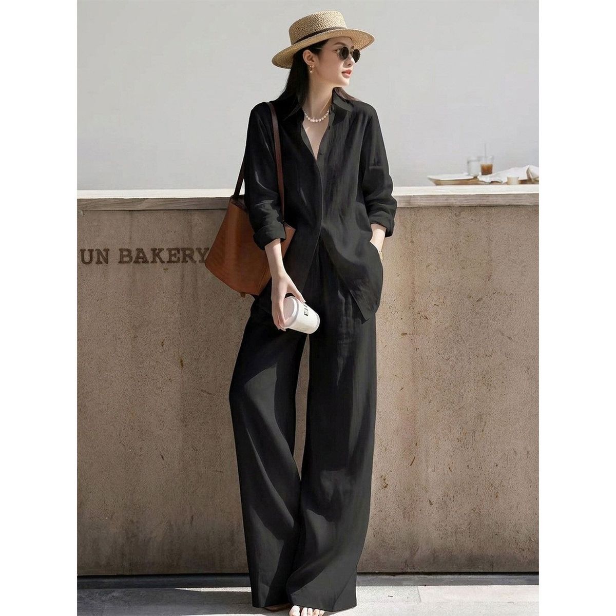 High End Women's Faux Cotton Linen Shirt Set Relaxed Fit Chic Yellow Spring Summer Clothing_ecoleips.com