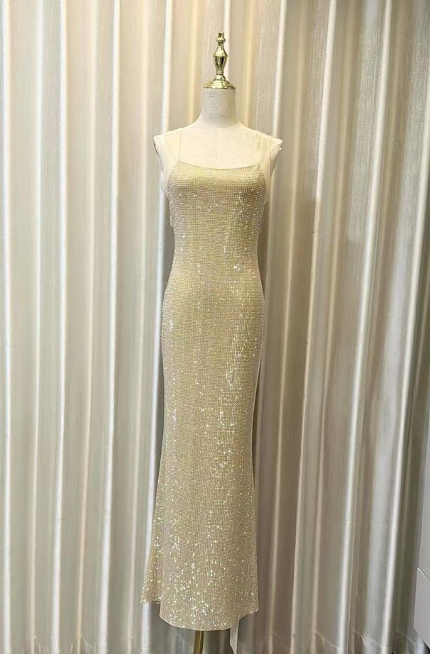 Women's Clothing Diamond Suspender Dress High End Light Luxury Evening Dress Annual Party Backless Long Dress For Women_ecoleips.com