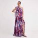 Bohemian Vacation Style One Shoulder Print Lolita Big Swing Dress Women's Casual Flowy Printed Long Dress For Beach Holiday_ecoleips.com