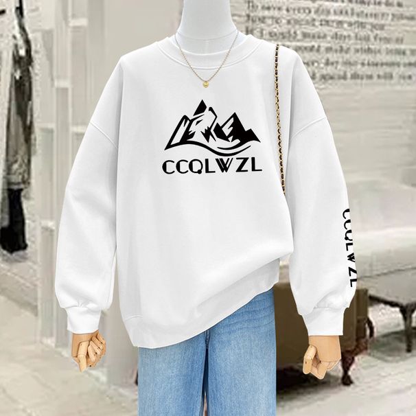Women's Korean Style Fleece Lined Thickened round Neck Sweatshirt Loose Casual plus Size Top Stylish And Youthful Autumn Winter 2023_ecoleips.com