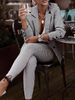 2025 Women's New Casual Elegant Plaid Stylish Lapel Professional Suit Fashion Slim Fit Long Pants Set_ecoleips.com