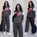 Women's Clothing Retro Style Two Piece Set Letter Print Sweatshirt Loose Fitting Long Pants And Jogger Harem Pants Spring Autumn_ecoleips.com