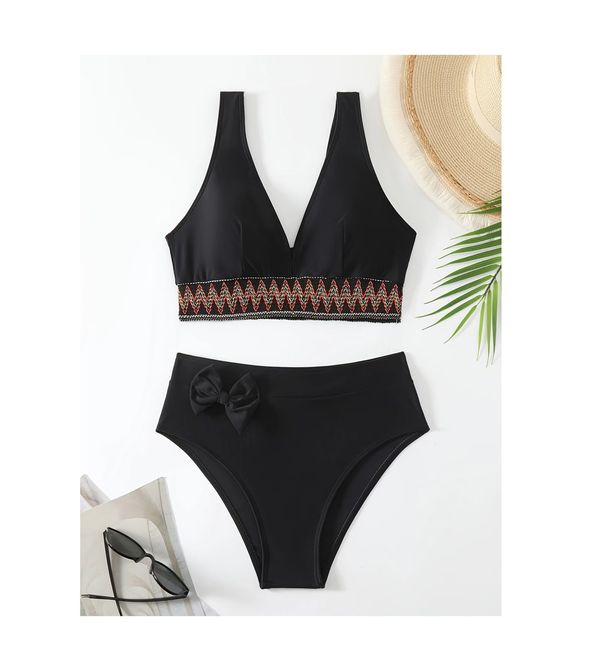 Sexy Deep V Bikini Set – High-Waisted Sporty Swimwear (Trendy Two-Piece For Beach & Pool)_ecoleips.com