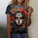 Mexican Day Of The Dead Women's T Shirt 3D Print Rose Catrina Goddess O-Neck Short Sleeve Tees Streetwear Y2k Clothing For Girls_ecoleips.com