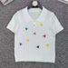 Elegant Embroidered Polo Knit Top For Women - Breathable Viscose Blend Short Sleeve Casual Summer Blouse_ecoleips.com