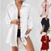 Verve 2025 New Chiffon Jacquard Large Pom-Pom Loose Casual Cardigan Shirt Women's Fashion_ecoleips.com