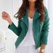 Women's clothing women's zipper suede short coat lapel solid color jacket_ecoleips.com