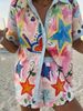 Women's Floral Print Short Sleeve Shirt And Shorts Set, Vacation Style Linen-Blend Outfit For Summer_ecoleips.com