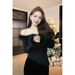 girl Christmas New Year Outfit Red Frayed Edge Knitted Women's Autumn Winter Slim Sexy Sweater Off-Shoulder Top_ecoleips.com