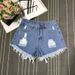 Women’s Clothing Plus Size Denim Shorts For Women In Summer, Fat Mm 200 Pounds, Loose And Slim, Wide Leg High Waist, Fat Girl, Ripped A Line Hot Pants_ecoleips.com