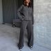 Women's Solid Color European American Style Casual Sportswear Set Top Jacket & Straight Leg Pants Two-Piece Outfit for Summer_ecoleips.com
