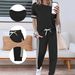 Women's Spring Summer Two Piece Set Round Neck Short Sleeve High Waist Pants With Side Pockets Casual Comfortable Outfit_ecoleips.com