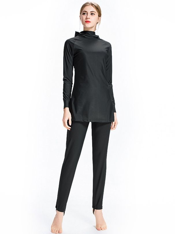 Hooded European American Style Swimwear Outdoor Sports Surfing Suit Middle Eastern Conservative Sun Protection Beachwear Polyester_ecoleips.com