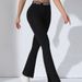 Women's Clothing Women's High-Waisted Straight Leg Flared Pants Letter Print Elastic Casual Sports Trousers Slimming Breathable_ecoleips.com