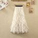 Elegant Wave-Patterned Chiffon High-Waist A-Line Skirt With Ruffled Hem - Versatile Midi Skirt For Women_ecoleips.com
